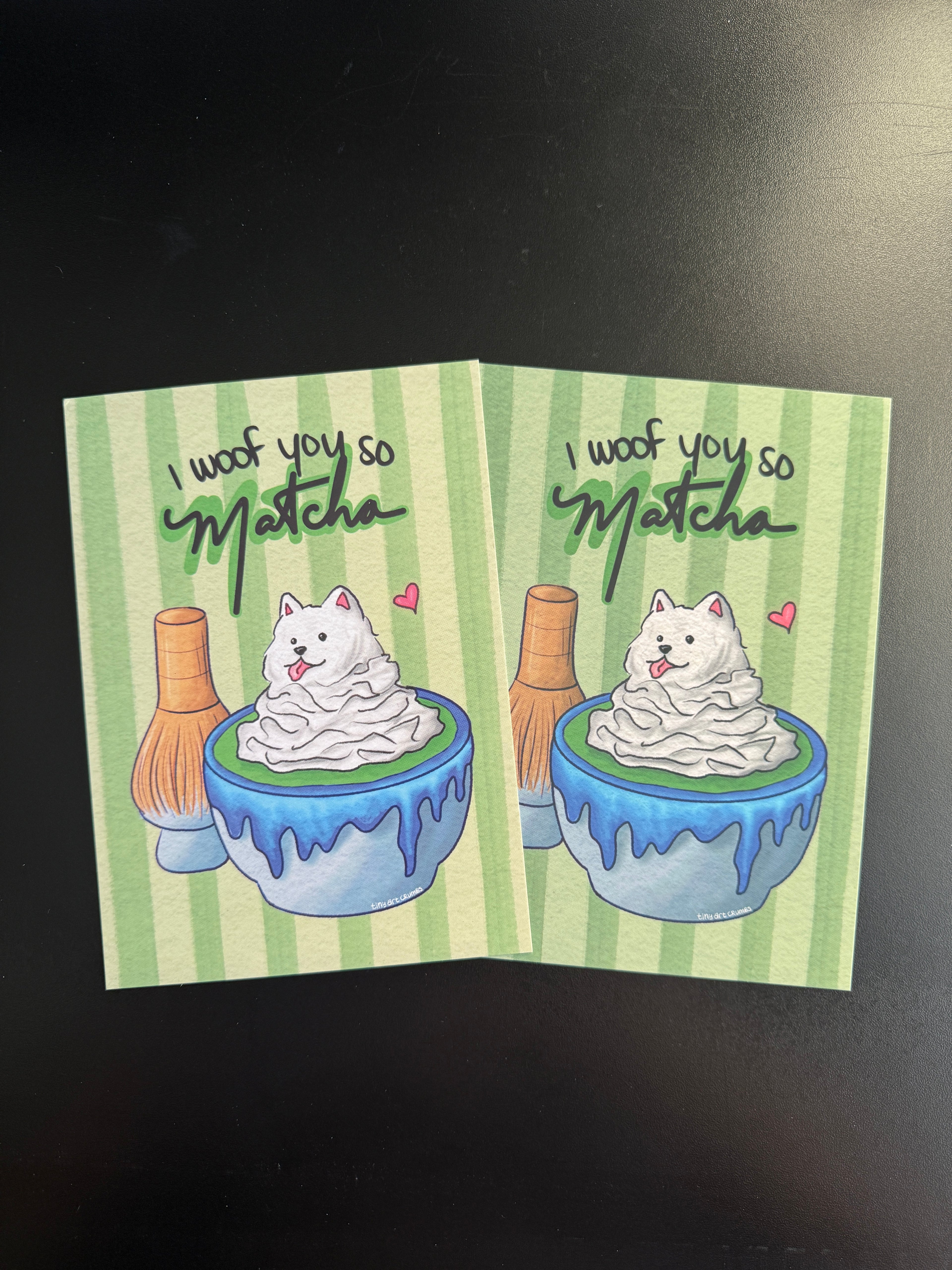 Crumby Mail Club Nov 2025: I Woof You So Matcha Postcard (2 for 1)